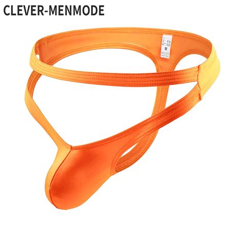 Clever Menmode Men Erotic Thong Underwear Sexy Shiny Satin G String Low