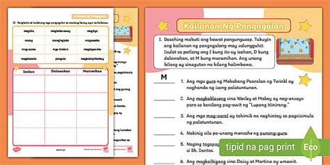 Kailanan Ng Pangngalan | Grade 1 | Twinkl - Twinkl