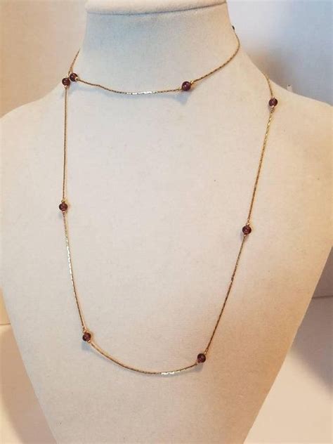 Vintage Monet Gold Tone Chain With Purple Beads Necklace Etsy