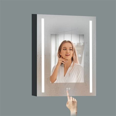 Jasmoder 40x30 Inch Led Bathroom Medicine Cabinet Surface Mount Double