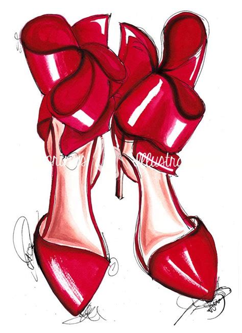 Fashion Illustration Shoe Art Red Shoes Print Designer Shoe Print