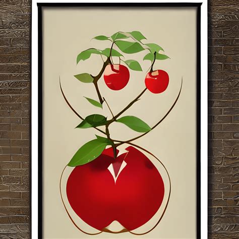 Geometric Cherry Apple Juice Art Print Scandinavian Mid Century · Creative Fabrica