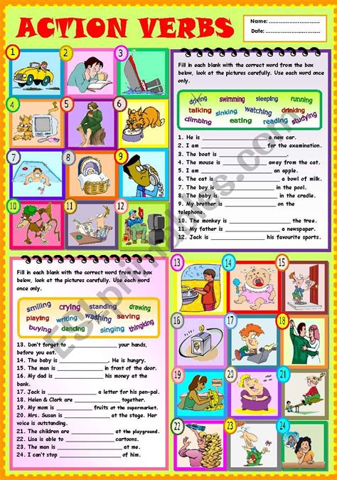 Action Verbs Esl Worksheet By Ayrin