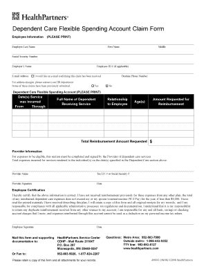 Fillable Online Dependent Care Flexible Spending Account Claim Form Fax