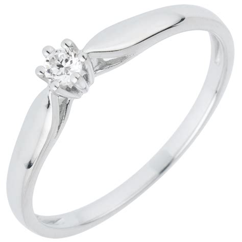 Bague Solitaire Roseau 6 Griffes 0 07 Carat Or Blanc 18 Carats