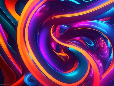 Premium AI Image Vibrant Neon Swirls And Curves