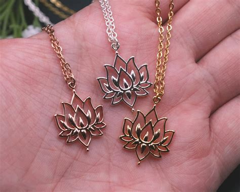 Blooming Lotus Flower Necklace Rose Gold Lotus Flower Pendant Dainty