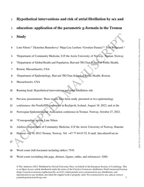 Pdf Hypothetical Interventions And Risk Of Atrial Fibrillation By Sex