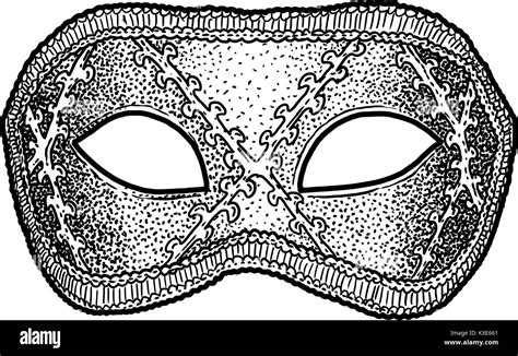 Venetian Mask Illustration Drawing Engraving Ink Line Art Vector