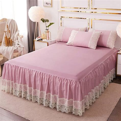 Solid Color Simple Style Country Style Lace Bed Skirts In Polyester