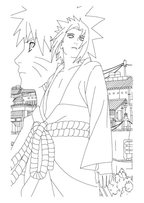 Sasuke E Naruto No Fundo Para Colorir Imprimir Desenhos