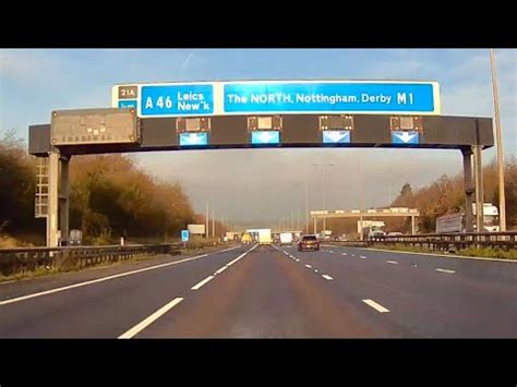 Driving on the M1 motorway northbound between junctions 21 and 23 - 8 ...