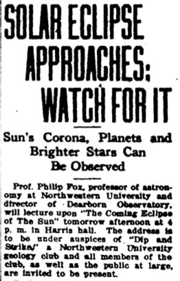 Looking Back At Looking Up Solar Eclipses And Northwestern History