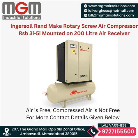 5 HP Ingersoll Rand Rotary Screw Air Compressor Maximum Flow Rate 20