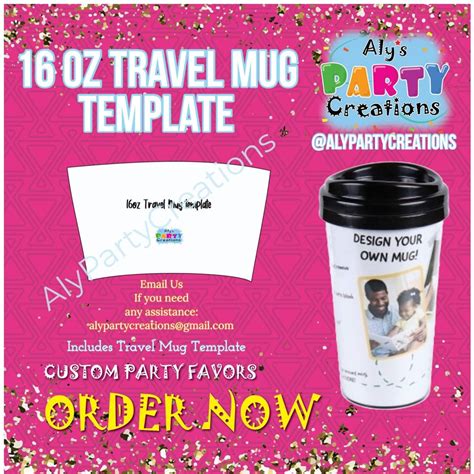 16 Oz Travel Mug Template Cup Template Cup Favor Template Etsy