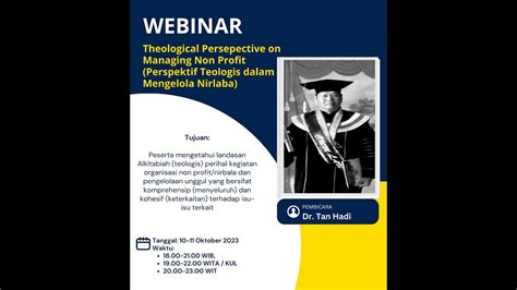 Theological Perspective On Managing Non Profit Dr Tan Hadi Tgl