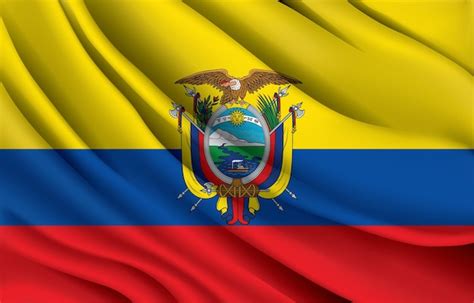 Bandera Nacional De Ecuador Ondeando Ilustraci N Vectorial Realista