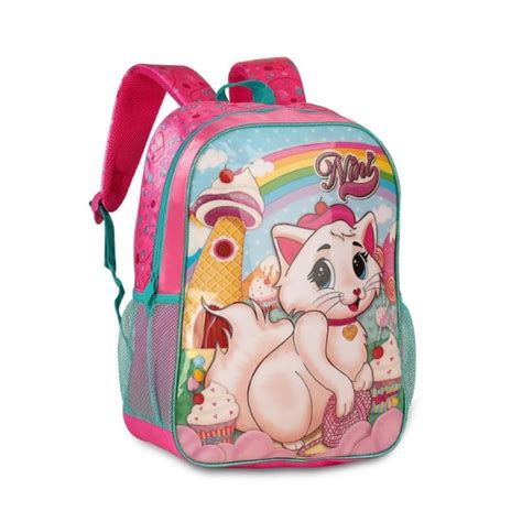 Mochila Bolsa Costas Infantil Gatinha Nini Escolar Passeio Super