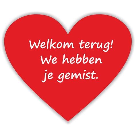 Welkom Terug We Hebben Je Gemist Hart Sticker Statisch Hechtend