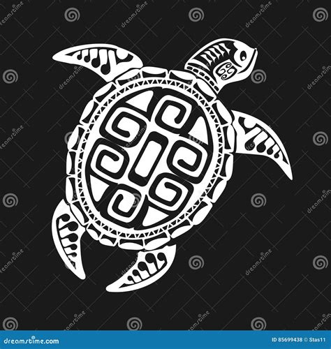 Tatuaje De La Tortuga En Estilo Maor En Un Fondo Negro Ilustraci N