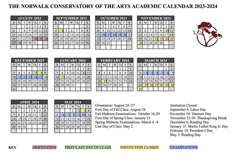 ACADEMIC CALENDAR — The Norwalk Conservatory of the Arts