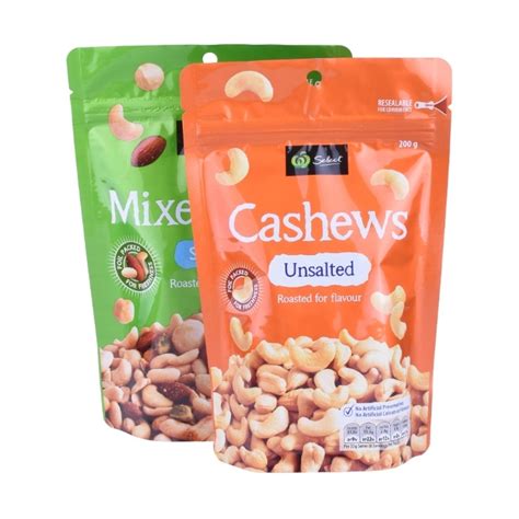 Custom Printed Stand Up Pouch Cashew Nut Food Packaging Zip Lock Bag