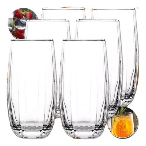 Copos Grandes De Vidro - Jogo 6 Copos Grandes Vidro Luxo Água Refrigerante Suco 510ml | Frete grátis
