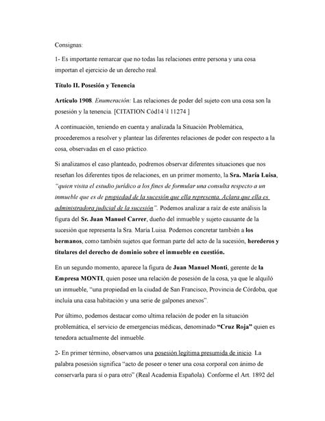 Derechos Reales TP 1 Aprobado Consignas 1 Es Importante