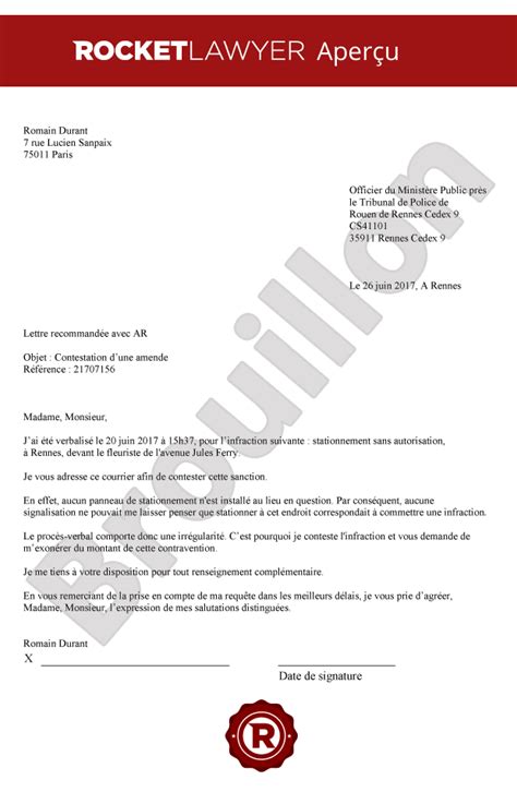 Contester Une Amende Lettre De Contestation