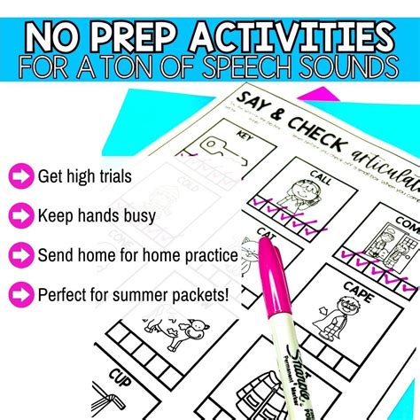 No Prep Articulation Worksheets For Speech Therapy BUNDLE Playing