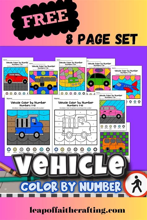 Free Transportation Color By Number Worksheets Leap Of Faith Crafting