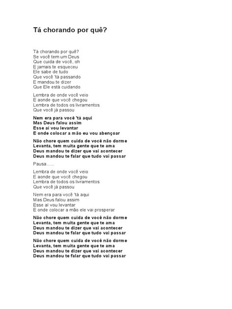 Tá Chorando Por Quê Letra Musica Pdf