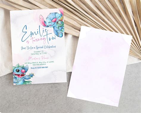 Editable Stitch Birthday Invitation Template Free Thank You Tags