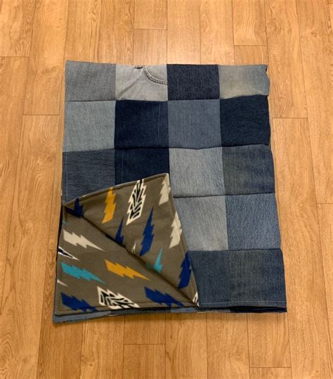 Denim Quilt Crib Size Lap Quilt Upcycled Blue Jean Etsy