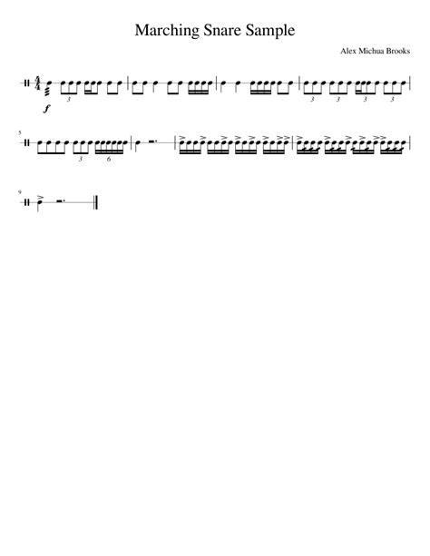 Marching Snare Sample Sheet Music For Snare Drum Solo