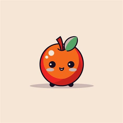 Premium Vector Cute Kawaii Apple Chibi Mascot Vector Cartoon Style