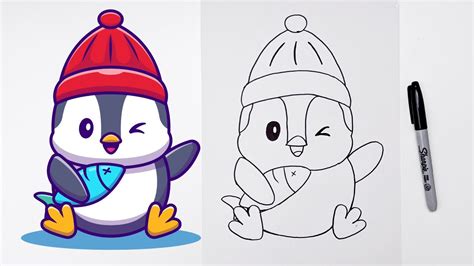 How To Draw A Cute Penguin Draw So Cute كيفية رسم بطريق تعليم