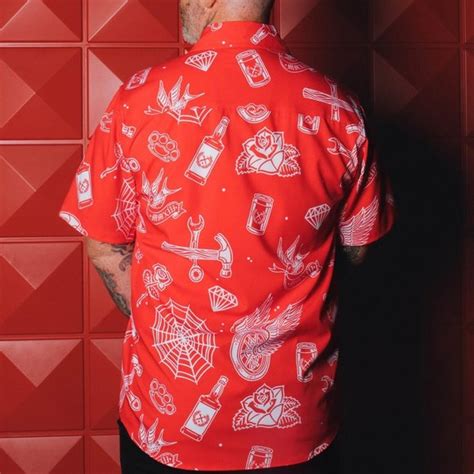 Dixxon Shirts Dixxon Party Boy Yr Short Sleeve Party Shirt Red Mens