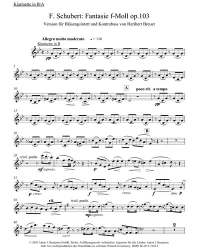 Fantasy In F Minor Op 103 Clarinet In A Bb Sheet Music By Franz