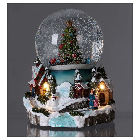 Illuminated musical christmas snow globe with tree 20 cm | online sales ...