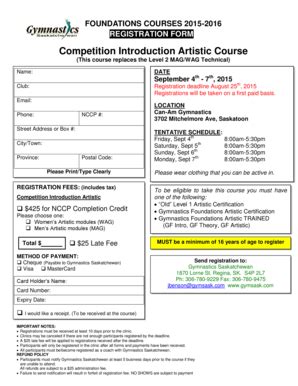 Fillable Online Competition Introduction Artistic Course Fax Email