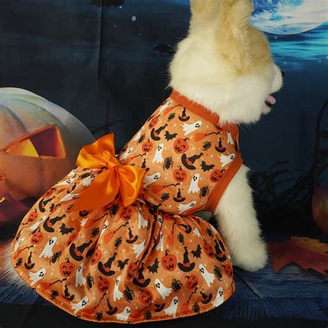 Robes D Halloween Pour Chiens Avec N Ud Papillon Robe De Chiot Imprim