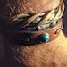 Reyes Turquoise Leather Bracelet Braided Leather Cuff Bracelet Native