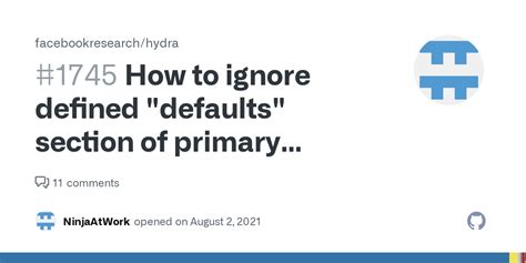 How To Ignore Defined Defaults Section Of Primary Config Yaml While