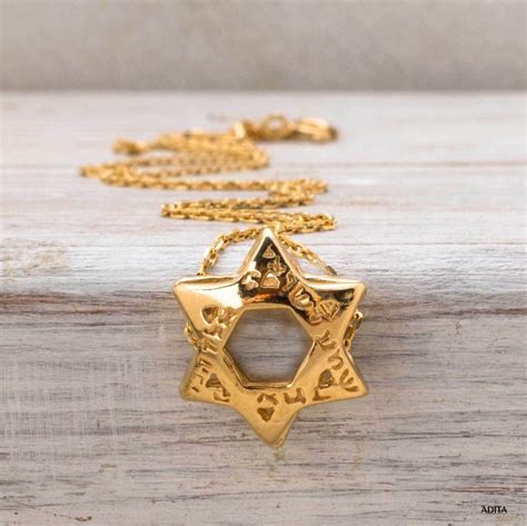 14K Gold Plated Star Of David Necklace Magen David Pendant Etsy