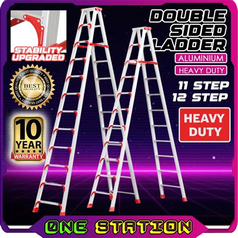 11 12 Step Heavy Duty Ladderman Aluminium Double Sided Ladder Multi