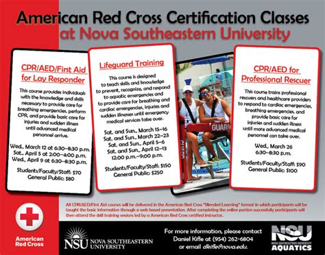 Nsu Aquatics Is Offering American Red Cross Certification Classes Nsu