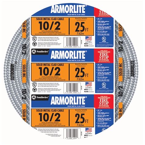 Southwire Armorlite 25 Ft 10 2 Solid Aluminum Mc Metal Clad Cable 68581821 At