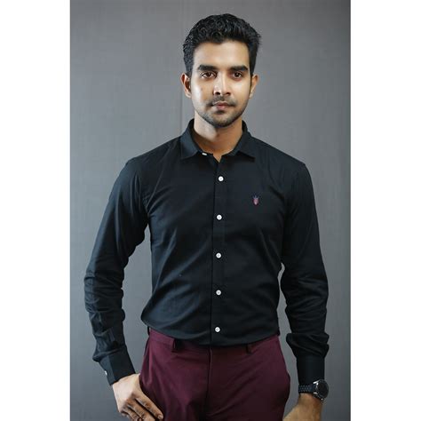 Nagar Exclusive Oxford Cotton Full Sleeve Formal Shirt For Men Black