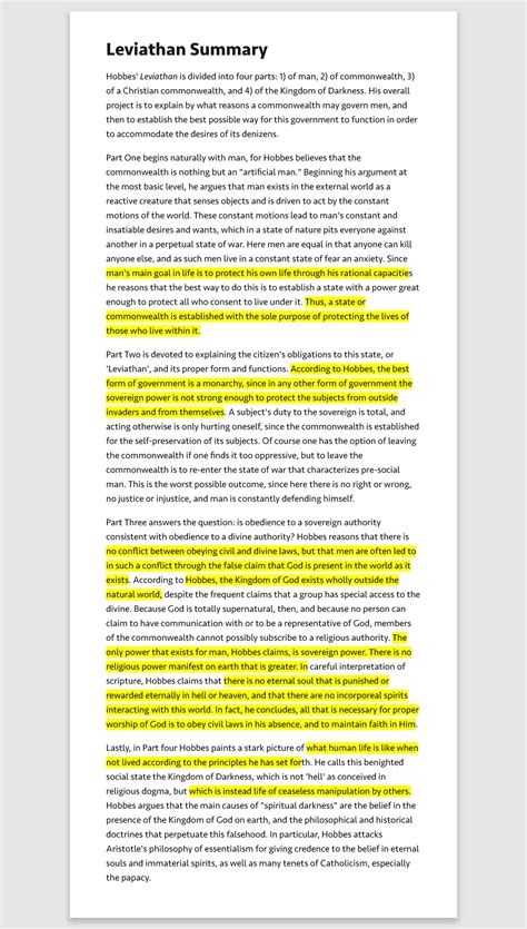 394951999-Leviathan-Summary - Leviathan Summary Hobbes' Leviathan is